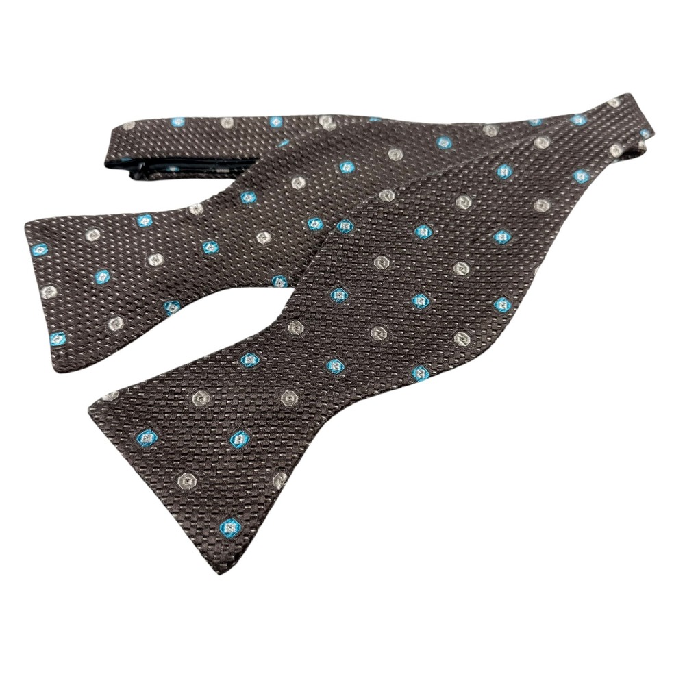 NWT Nordstrom Bow Tie Mens Brown Geometric 100% Silk Made in Italy